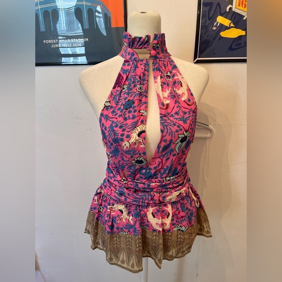 Plenty by Tracy Reese Halter Blouse Animal Print Multicolor Small NWT - Picture 1 of 4